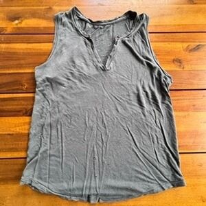 Zadig & Voltaire Brooky Raw Tank Top Gray Sleeveless V-Neck Linen Blend Size M